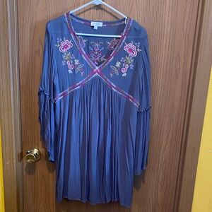 Umgee Charcoal Top with Embroidery